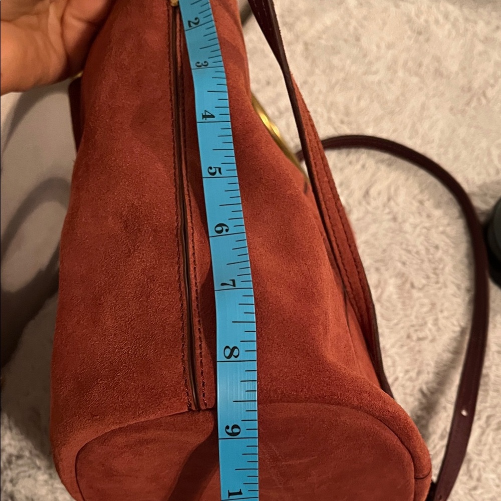 J. Crew Rust Suede Bucket Bag with Brass Ring Handles - Picture 9 of 9